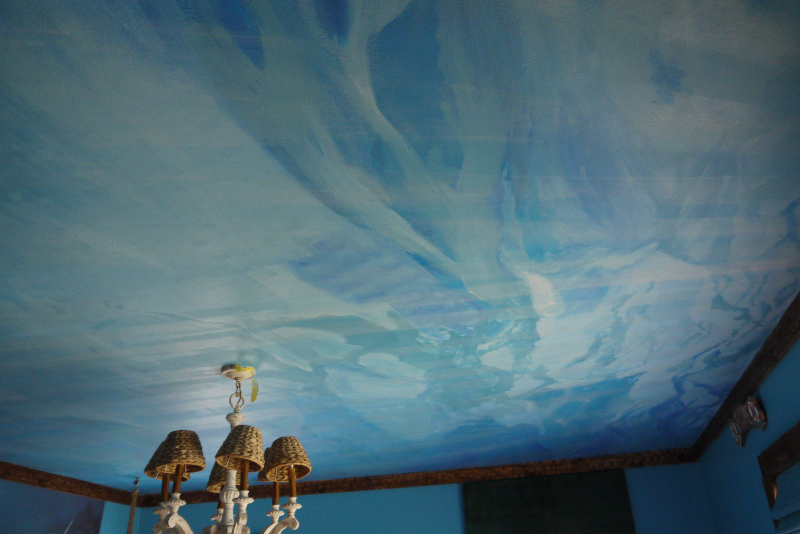 Underwater ceiling mural, boys bedroom