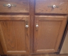 BEFORE -- worn, outdated cabinets