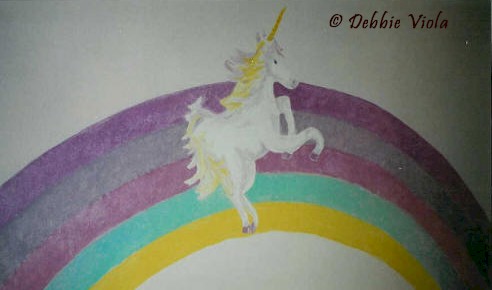 rainbow and unicorn mural