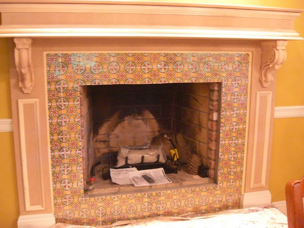 Wood fireplace mantle